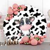 Aperturee Cartoon Cow Happy Birthday Circle Backdrop For Party